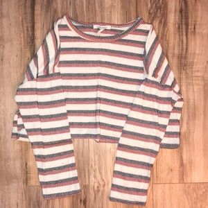 Stripped long sleeve crop top